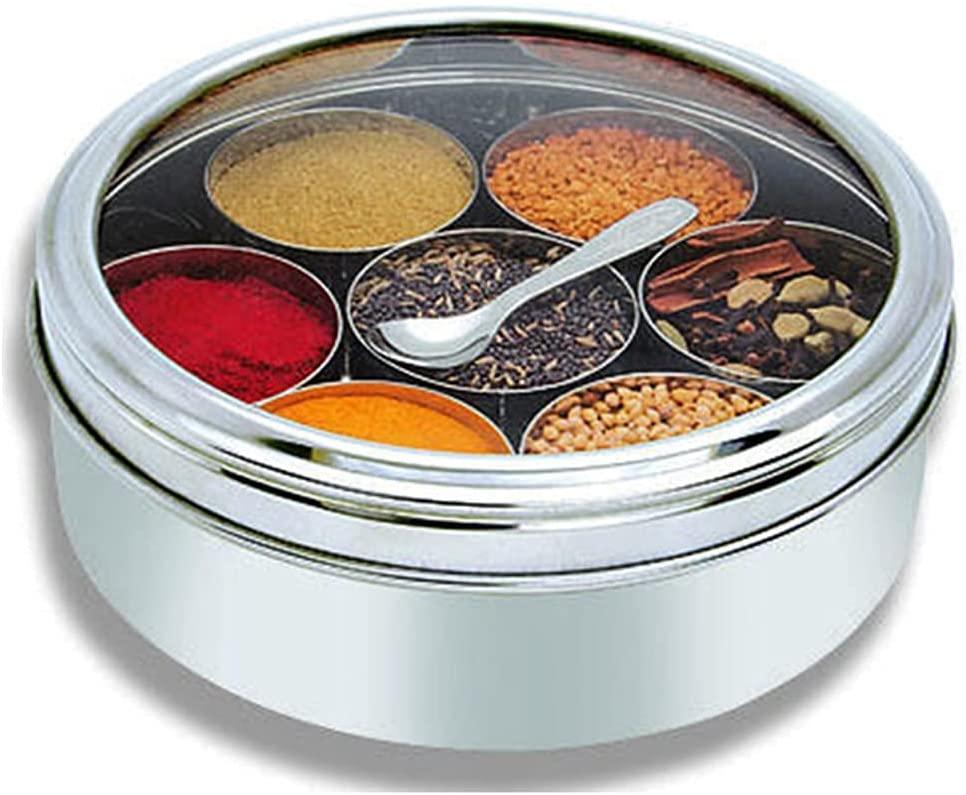 King International Stainless Steel Indian Spice Box, Indian See Through