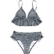 thumbnail image 2 of Traje de baño de dos piezas con cuello en V y volantes para mujer, 2 of 5