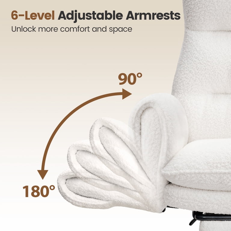 Patbrela Big and Tall Office Chair, Beige Teddy Plush photo 3