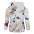 thumbnail image 6 of Long Sleeve Shirts for Women off Shoulder V Neck Top Tie Dye Flower Print Shirts Casual Loose Fit Tunic Tops Pullover on Womens Sweatshirt, 6 of 6