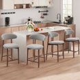 thumbnail image 1 of MALOL Counter Height Bar Stool Set of 4, Mid Century Modern Upholstered Bar Stool with Curved Back and Wooden Frame, for Kitchen, Cafe, or Home,Light Grey, 1 of 9
