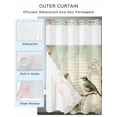 thumbnail image 2 of No Hook Cloth Fabric Shower Curtain with Snap in Liner, Pink Floral Waterproof Shower Curtains Set with See Through Top Window, Bird Branch Vintage Mottled Middle Century Bath Curtains Shower 36"x72", 2 of 6