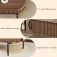 thumbnail image 5 of Coffee Table, 39.4" Mid Century Modern Coffee Tables for Living Room, Coffee Table with Storage Open Shelf, Fluted Table with Sliding Cabinet Door, 2-Tier Rustic Wood Desktop, Walnut, 5 of 7