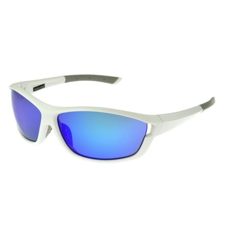 Foster Grant Men's White Mirrored Wrap Sunglasses JJ08