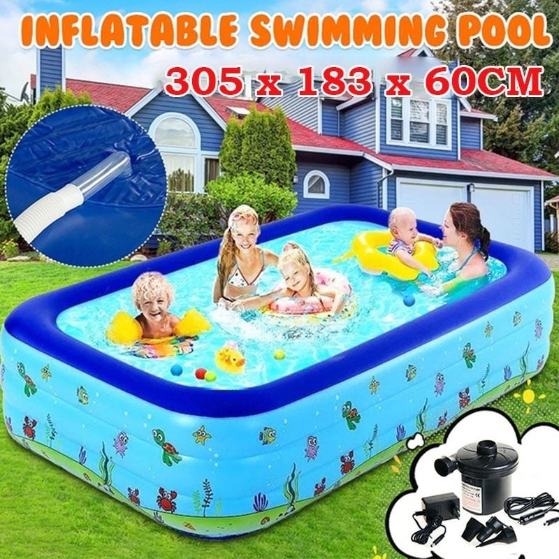 Erommy 305cm Children Bathing Tub Baby Home Use Paddling Pool Inflatable  Square Swimming Pool Wear-resistant Thickened Kids Inflatable Pool