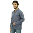 thumbnail image 4 of Atasi Chemise Tunique Décontractée en Coton Gris Col Court pour Hommes - TTTG, 4 of 7