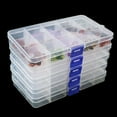 thumbnail image 2 of TRIANU 4 Pack Plastic Tray, 15 Grids Bead Organizer with Movable Dividers Storage, Adjustable Clear Plastic Organizer, Travel Organizer Box, Small Parts Organizer for Beads, Jewlery, Rings, 2 of 7