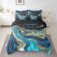 thumbnail image 2 of YST Watercolor Abstract Marble Bedding Set Teal Navy Foil Print, Full (7 Count), 2 of 4
