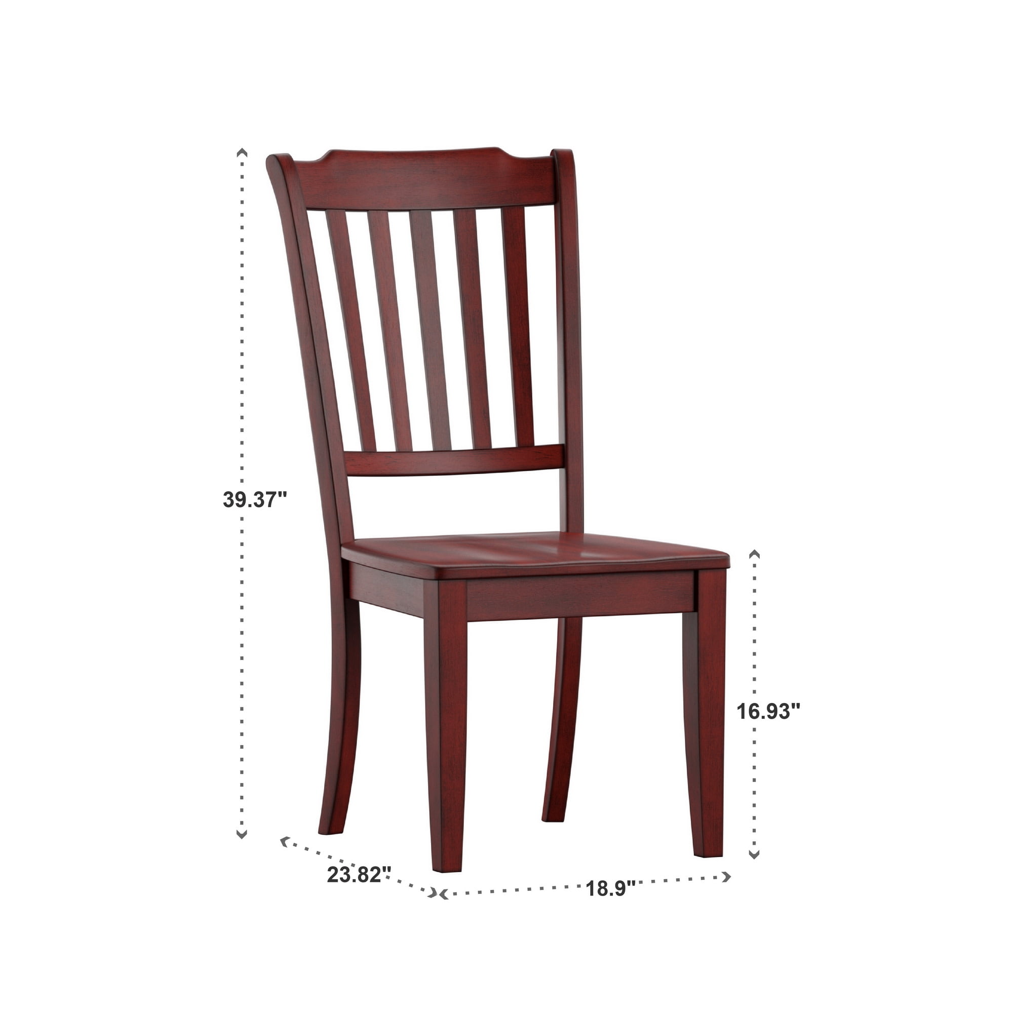 Weston Home Farmhouse Slat Back Wood Dining Chairs, Set of 2, Antique Berry Red Finish