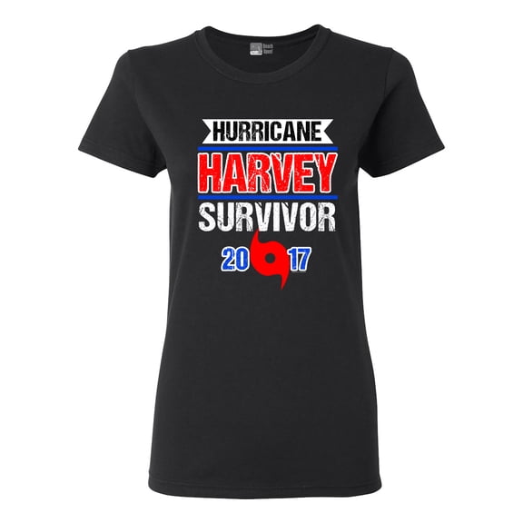 Ladies Hurricane Harvey Survivor Cyclone Symbol 2017 Houston Texas DT T-Shirt Tee
