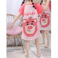 thumbnail image 4 of WIBACKER Girls Nightgowns 3-12 Years Milk Silk Short Sleeves Nightdress Kids Nightie Dress Sleepwear Pajamas for Little Girls, 4 of 5