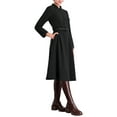 thumbnail image 4 of INSPIRE CHIC Women's Vintage A-Line Dress Collar Neck Long Sleeve Belted Work Flare Dresses S Black, 4 of 5