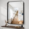 thumbnail image 5 of Arched Wall Mirror 24x20 Inch Black Metal Frame Tempered Glass Large Decorative Crystal Clear Shatterproof Mirror for Entryway Living Room Mantel Bathroom, 5 of 9