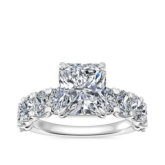3.00 Carat Radiant Cut Moissanite Unique Wedding Ring for Ladies in Solid 14K White Gold Size 7 by Diamond-Capitals