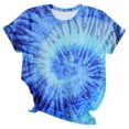 thumbnail image 2 of Womens Tees Loose Fit Casual Short Sleeve Round Neck Tie Dye Print T Shirt Summer Daily Wear Women's Tops Blue L, 2 of 3