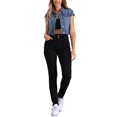 thumbnail image 2 of CHAQUETA DE JEAN CORTA CON BOTONES Y MANGAS CORTAS PARA MUJER INSPIRADA EN CHIC - Azul M, 2 of 6