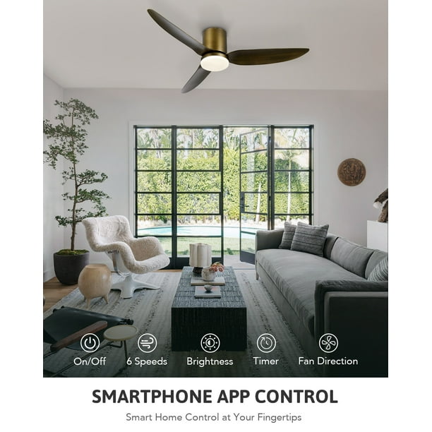 Bestco Flush Mount Smart Ceiling Fan with Dimmable Light Kit & Remote