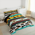 thumbnail image 4 of Manfei Retro Rustic Aztec Bedding Comforter Set,Farm Cattle Hide Twin Comforter Sets,Rustic Flower Floral Bedding Set For Boys Kids,Breathable Home Decor Reversible,2pcs, 4 of 9