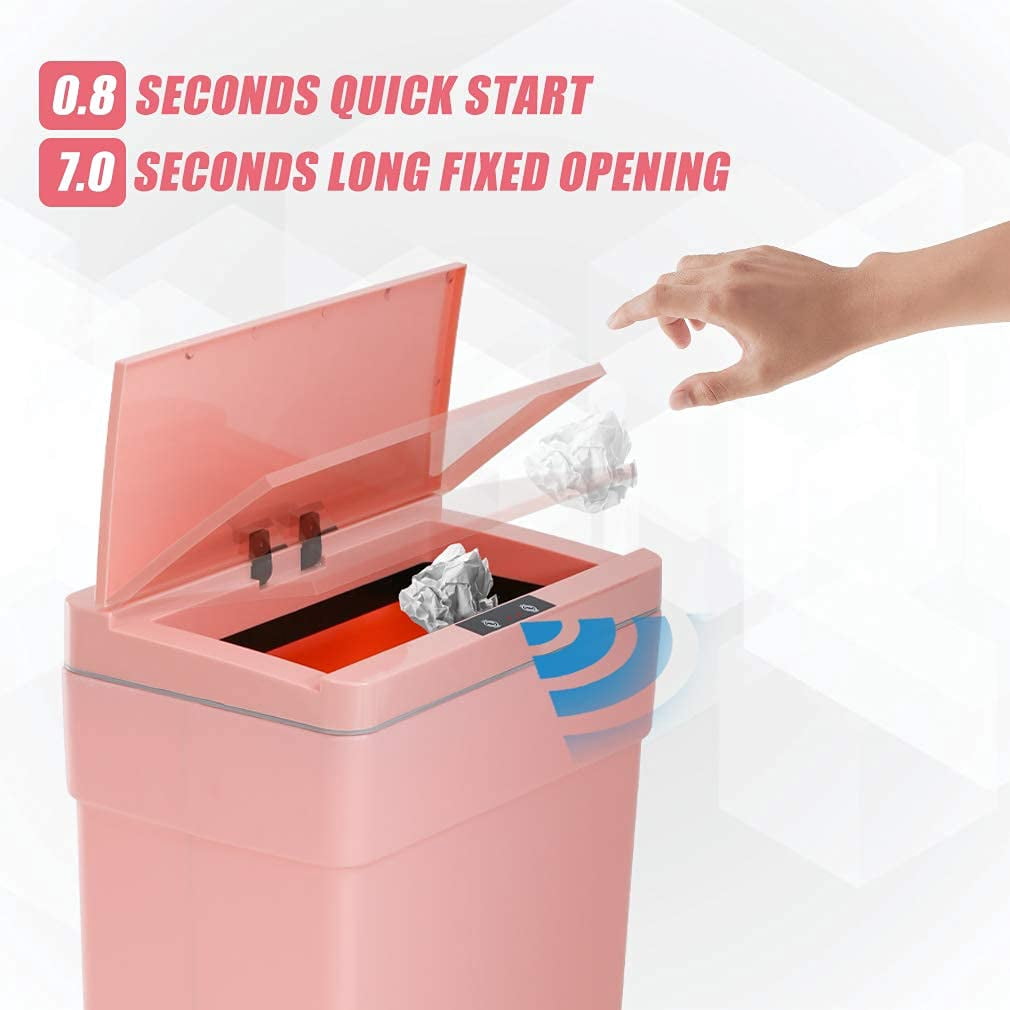 YRLLENSDAN Garbage Can 13 Gallon Tall Kitchen Trash Can Garbage Can with Lid Automatic Trash Cans Touchless for Bedroom Bathroom Home Office 50 Liter,3 Pack Pink