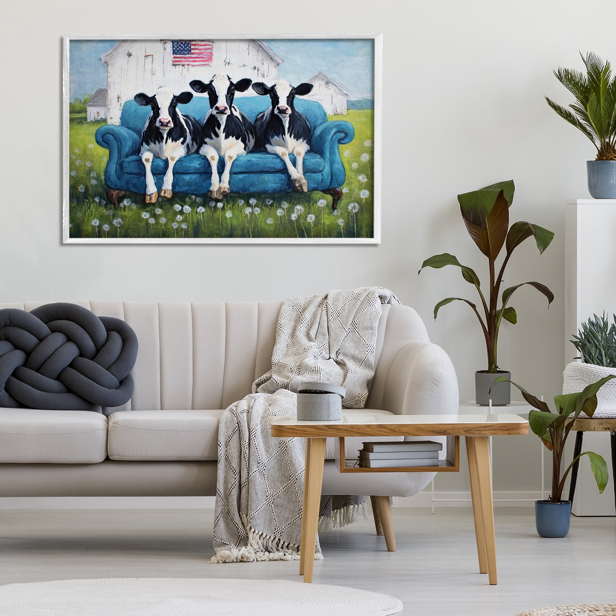 Stupell Industries Barnyard Sofa Sisters White Framed Giclee Art, design by Tina LeCour