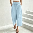 thumbnail image 5 of Sevevn Women's Cropped Casual Wide Leg Palazzo Pants Elastic Waisted Flowy Trousers with Pockets, 5 of 8