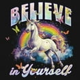 thumbnail image 3 of Believe in Yourself Unicorn Women's V-Neck T-shirt Colorful Rainbow Magical Pony, 3 of 7