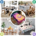 thumbnail image 3 of Rainbow Tie Dye Floral Pattern Rectangle Tablecloth 60"x84",Waterproof Polyester Rectangle Table Cloth, Wipeable Spillproof Polyester Tablecloth for Dining, Camping, Indoor and Outdoor, 3 of 3