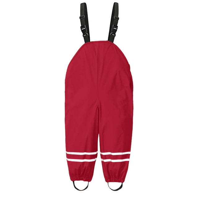 MIASHUI Boys Girls Waterproof Rain Pants Toddler Reflective Mud Dirty Proof Trouser,Red,6-8 Years