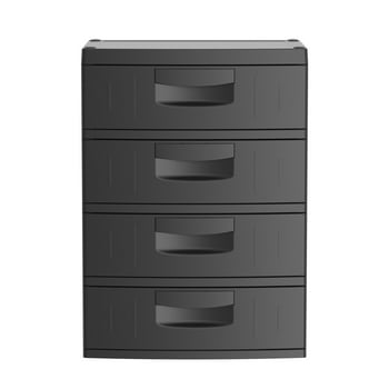 Hyper Tough 4 Drawer Plastic Garage Storage Cabinet 18.7"D x 25.39"W x 35.31"H, Black