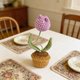 thumbnail image 1 of Bonsái Tejido Maceta de tulipanes de hilo morado, hecha a mano con ganchillo, con flores artificiales, para decoración de primavera en el hogar o la oficina (1 pieza). Rkxzt, 1 of 8