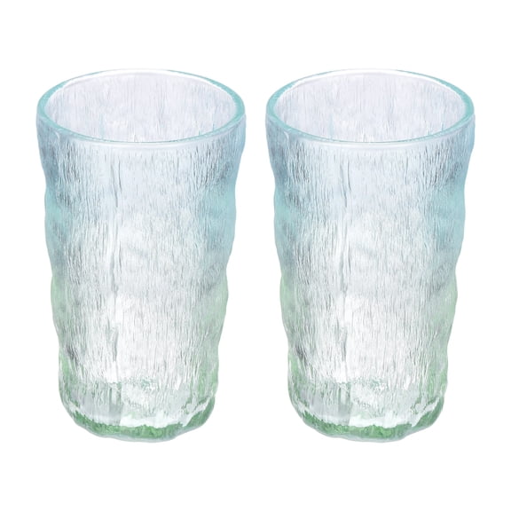 Uxcell 2Pcs Glasses Drinking Set, 12 oz Vintage Water Glasses, 13cm/5" Mixed Colorful Drink Glassware Sets Reusable Glass Cups Decoration for Wine, Beer, Juice, Bar, Gift, Blue/Green