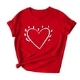 thumbnail image 4 of mihongmao Valentine Shirts for Women Loose Women's Lover Printed T-shirt Round Neck Short Sleeved Top Red M, 4 of 6