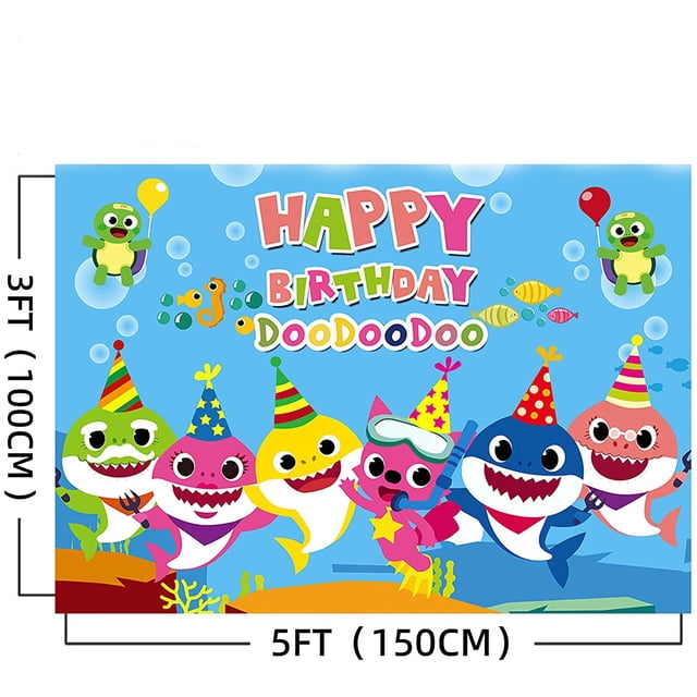 Suministros y decoraciones para fiestas de cumpleaños de tiburón, telón de fondo para fotos de 5 x 3 pies para niño y niña, fiesta de bienvenida al bebé, decoración de pared del dormitorio para niños Zhivalor OTTO-ZYS-0046