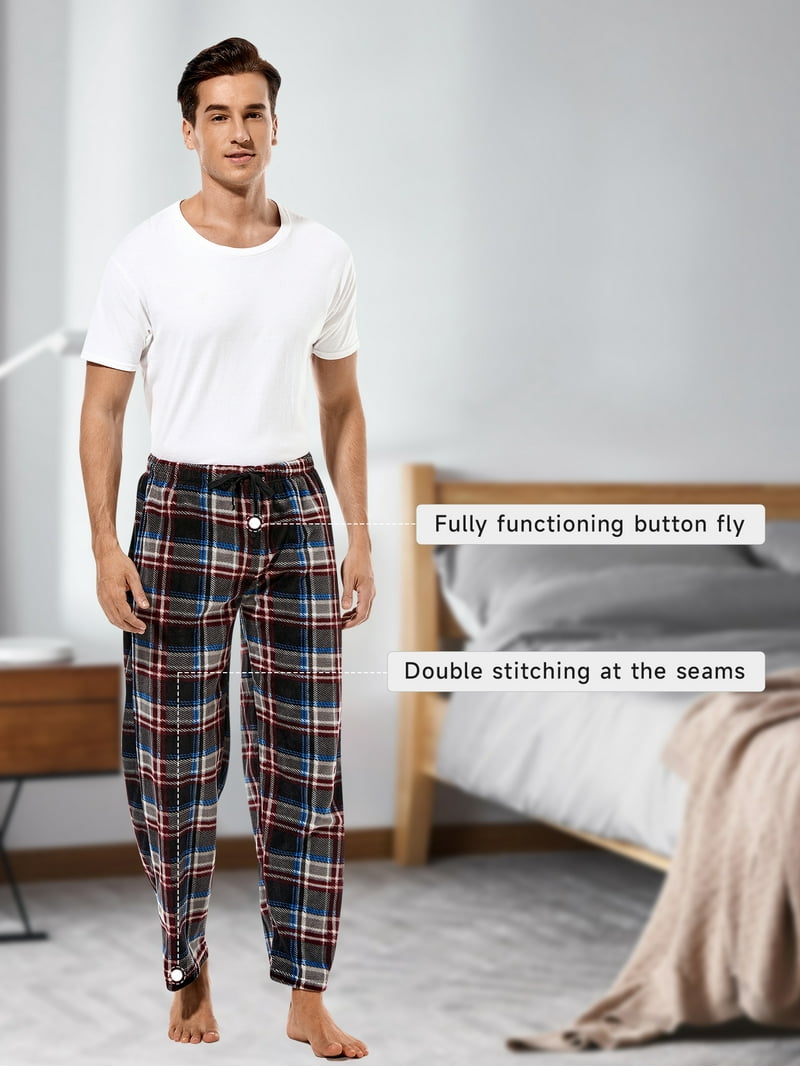 DG Hill Mens Pajama Pants, Fleece Lounge Pants Sleepwear