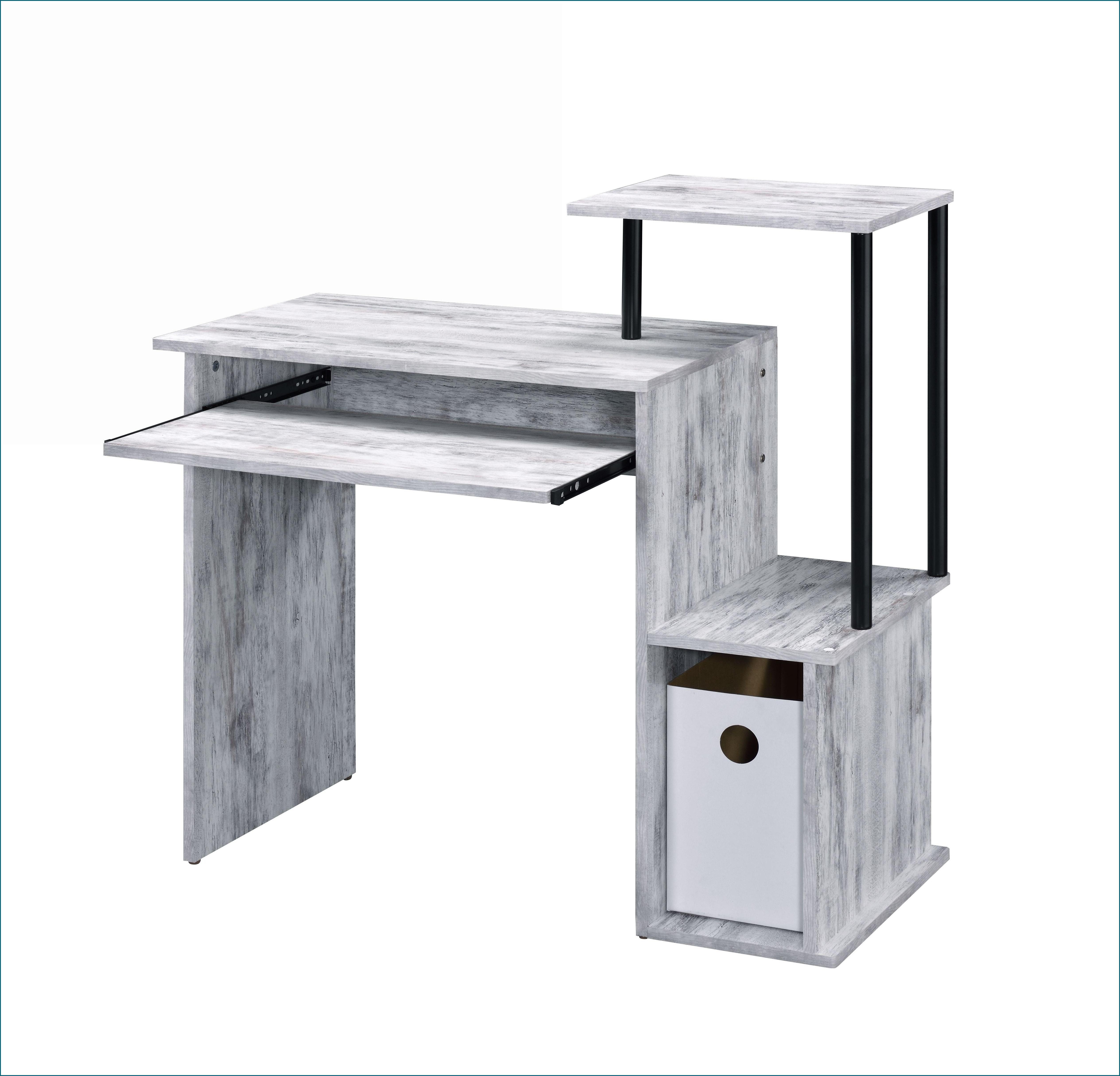 Desks with Keyboard Tray, Storage & Shelf - Antique White & Black Finish | Metal, Synthetic Wood