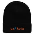 thumbnail image 5 of Just Married Ring Embroidered 12 Inch Long Knitted Beanie - Black OSFM, 5 of 5