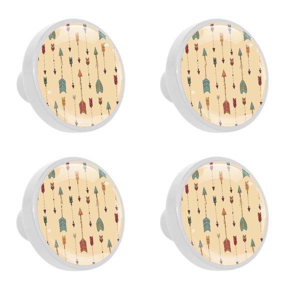 4 Pcs Tribal Arrow Knobs for Kitchen Cabinet Cupboard Dresser Bookcase Drawer Pulls Handles Round Home Decor