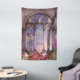 thumbnail image 1 of Gothic Tapestry, Ancient Colonnade in Secret Garden with Flowers at Sunset Enchanted Forest, Wall Hanging for Bedroom Living Room Dorm Decor, 40W X 60L Inches, Grey Blue Lilac Red, by Ambesonne, 1 of 2