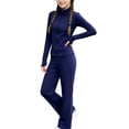 thumbnail image 3 of Husipze Sports Two Piece Yoga Set Girls Straight Leg Elastic Waist Flare Soft Pants and Stretchy Athletic Zipper Jacket Sweatsuit for Kids Navy 7-8 Years, 3 of 9