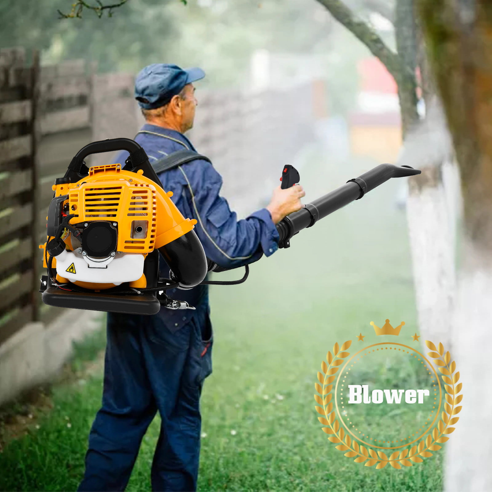 Details about   80CC 2-Stroke Backpack Powerful Blower Leaf Blower Motor Gas 850CFM Yellow NEW 