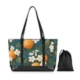 thumbnail image 7 of FORMRS Canvas Laptop Tote Bag for Women with 15.6" Computer Compartments Shoulder Handbag, Green Floral Orange, 7 of 7