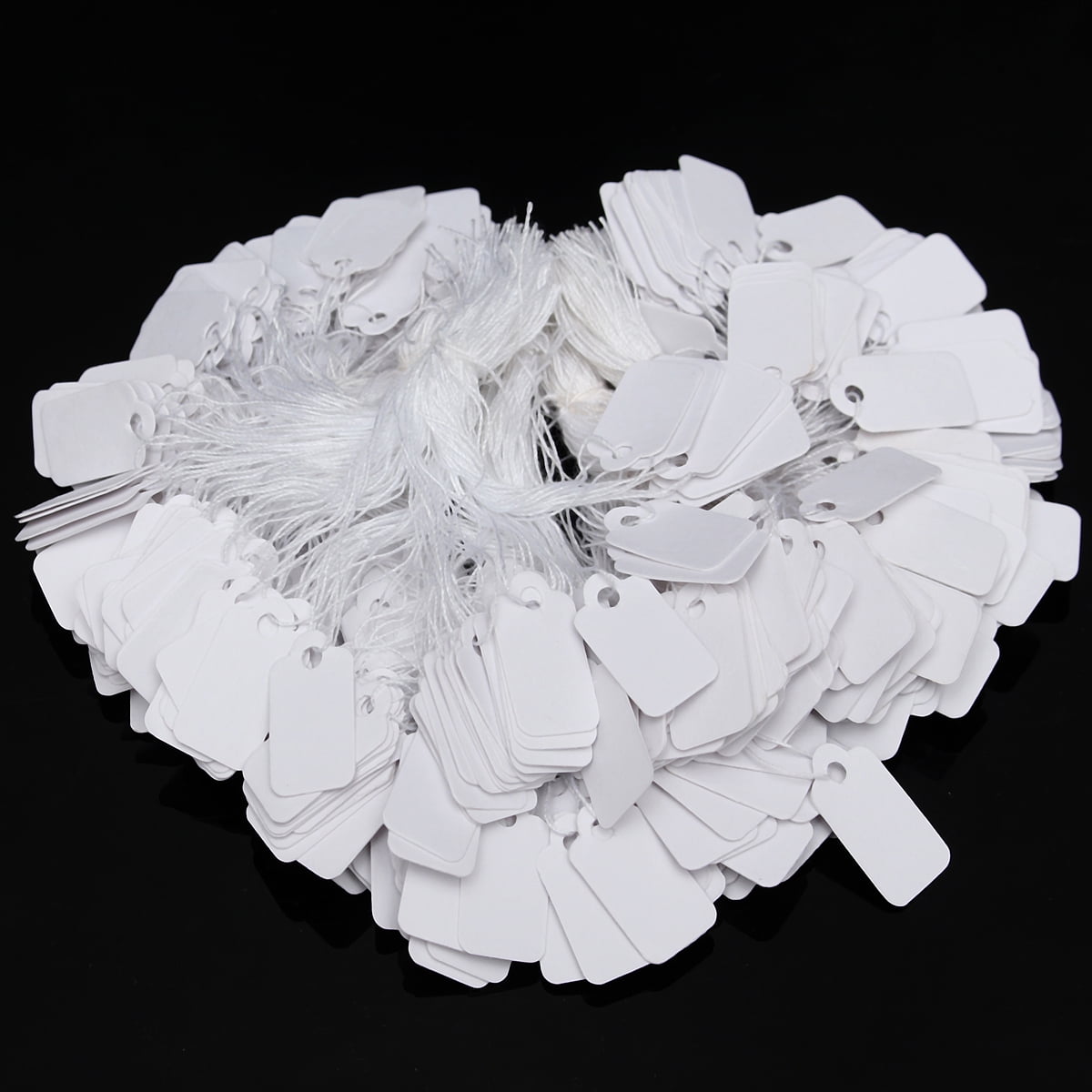 500 Pack Mini Price Tags, White Label Tie String Strung Jewelry Watch Display Merchandise Price Tags