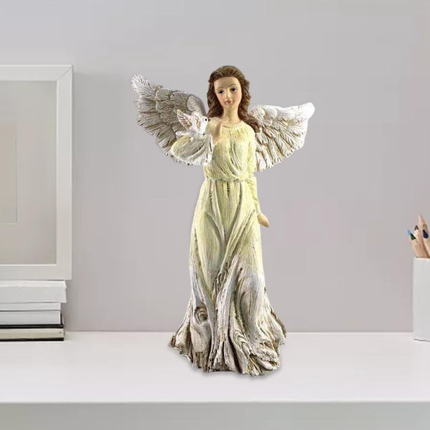 Estatua de ángel pequeño Resindorable Adornos de escritorio modernos Esculpidos nórdicos Detalles exquisitos Adornos de arte para Pathway Office , perfecl Ángel arte escultura