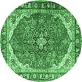 thumbnail image 1 of Ahgly Company Indoor Round Medallion Emerald Green Traditional Area Rugs, 3' Round, 1 of 4