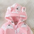 thumbnail image 6 of Infant Fleece Jumpsuits for Girls Comfort Cute Bear Ear Hooded Long Sleeve Romper Soft Newborn Winter Clothes, Pink, 6 Months, 6 of 7