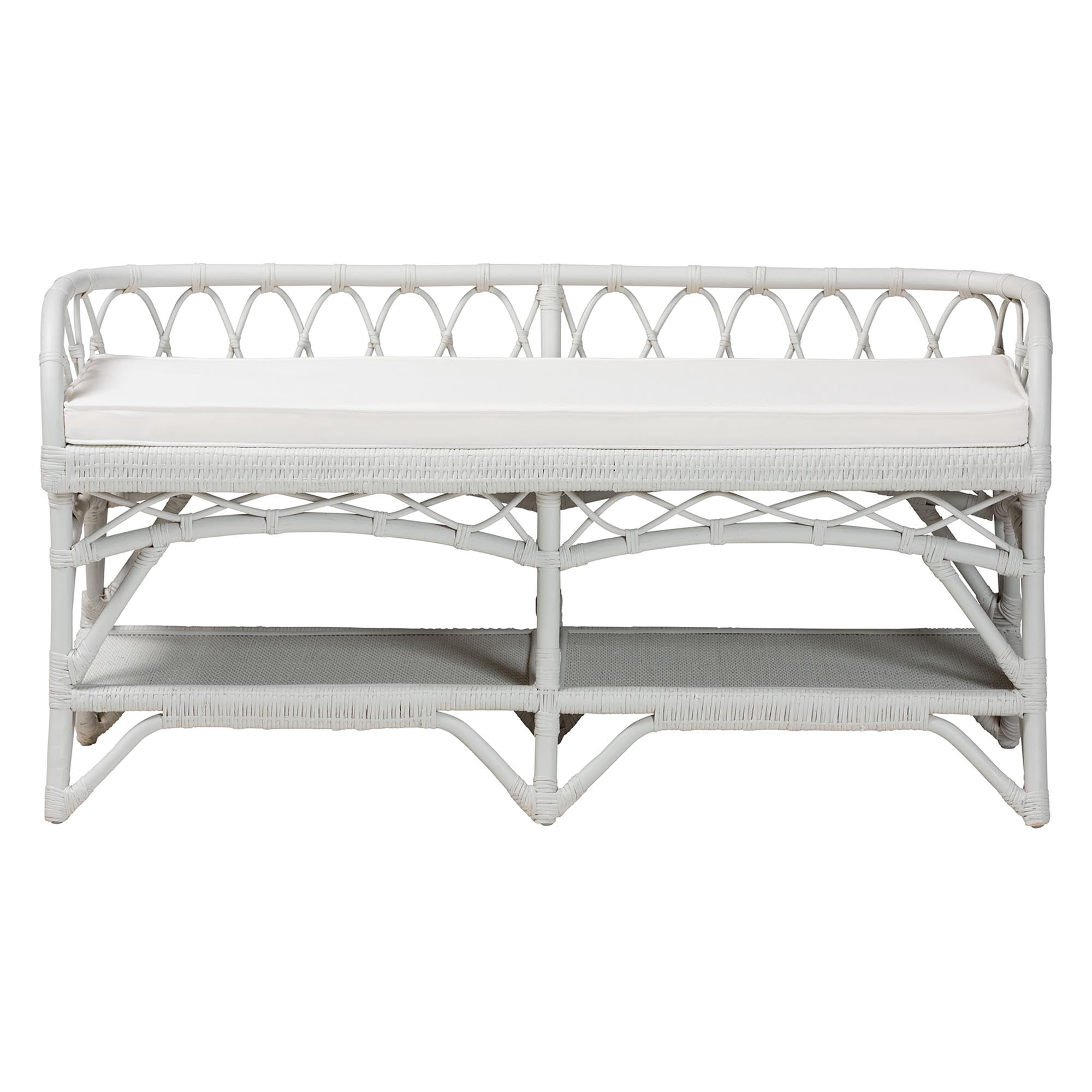 bali & pari Leryn Boho Accent Bench, White