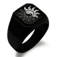 thumbnail image 1 of Stainless Steel Blazing Sun Yin Yang Engraved Square Flat Top Biker Style Polished Signet Ring, 1 of 1