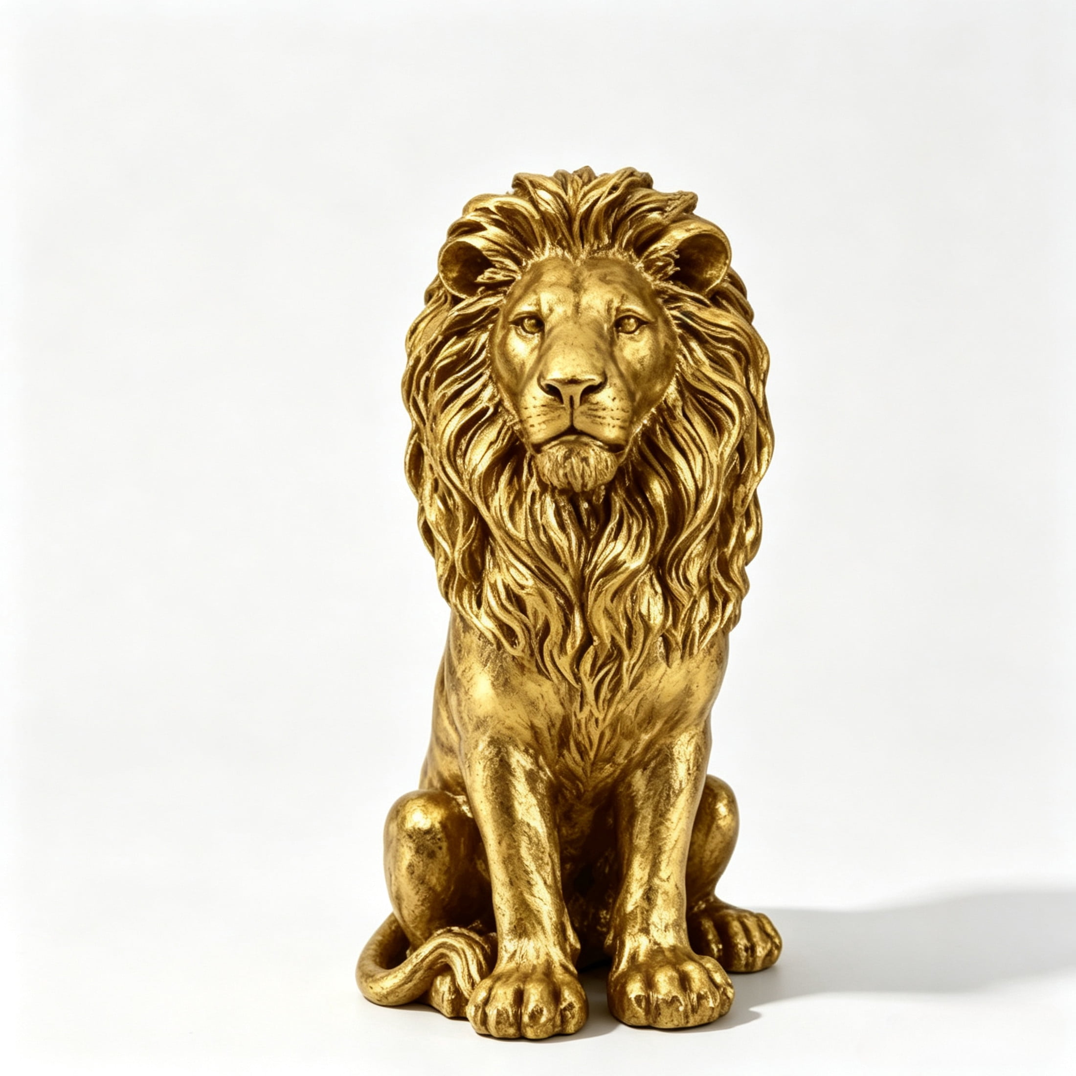 GDF Studio Golden Lion Resin Indoor/Outdoor Guardian Statue, Weather-Resistant Decor Figurine for Garden & Courtyard