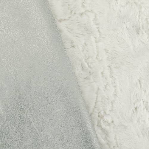Silver/White Double Sided Faux Fur/Printed Faux Suede, Fabric By the
