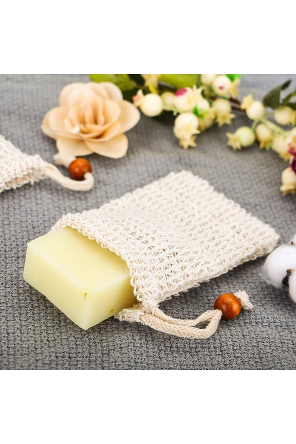 Natural Safe and Durable Sisal Fiber Soap Bags,Shampoo Bar Scrubber Pouches for Foaming and Drying Soap Shower Bath Exfoliating with for Shower